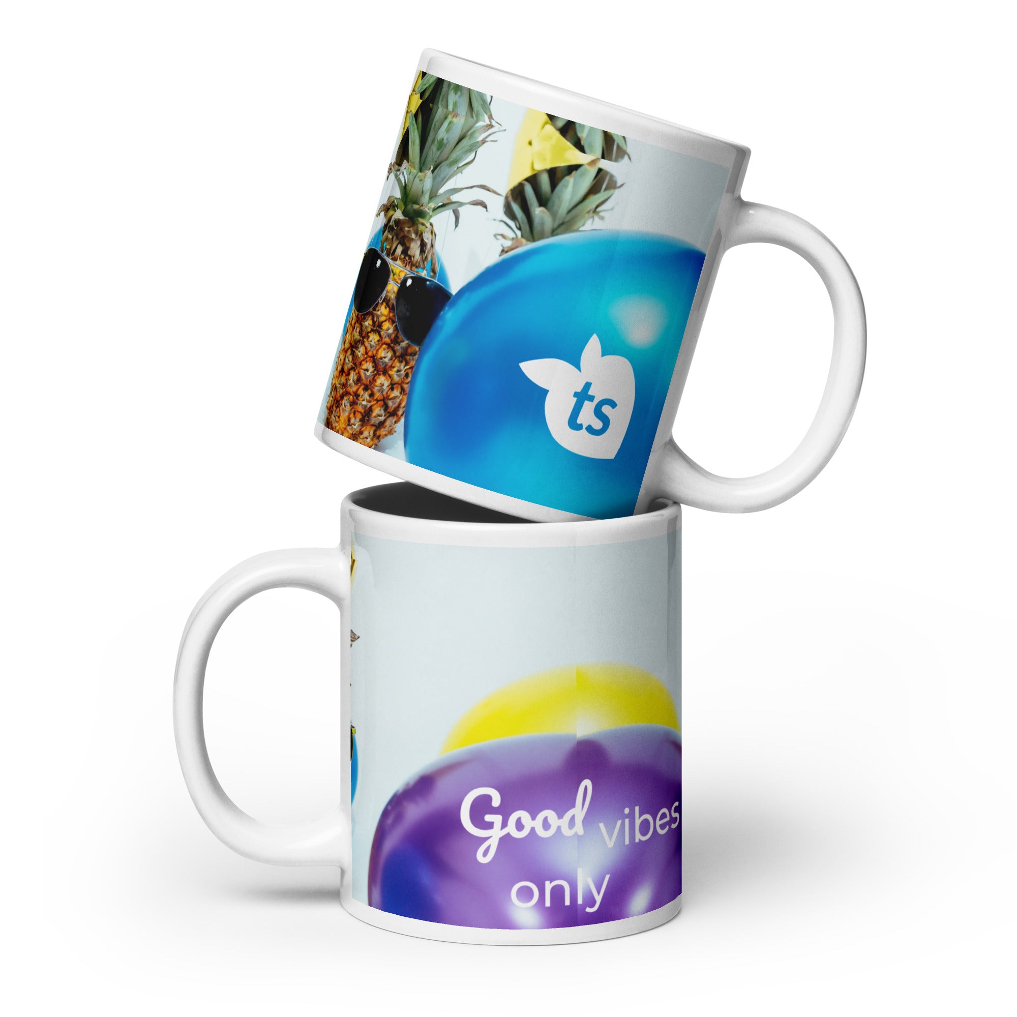 371 - tsgabrielle® • Good Vibes Only • Caneca Brilhante • Preta • Cerâmica • 3 Tamanhos