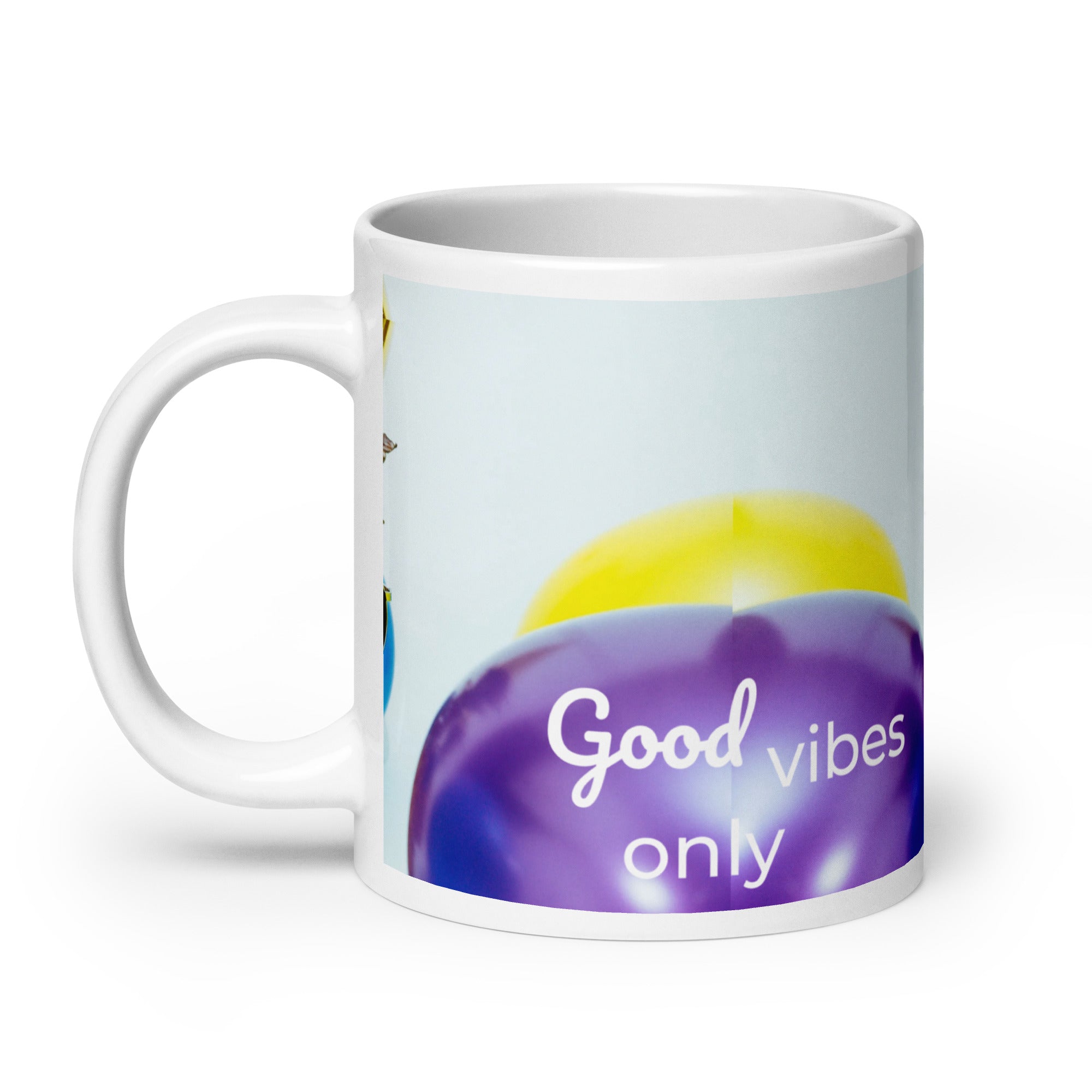 371 - tsgabrielle® • Good Vibes Only • Caneca Brilhante • Preta • Cerâmica • 3 Tamanhos