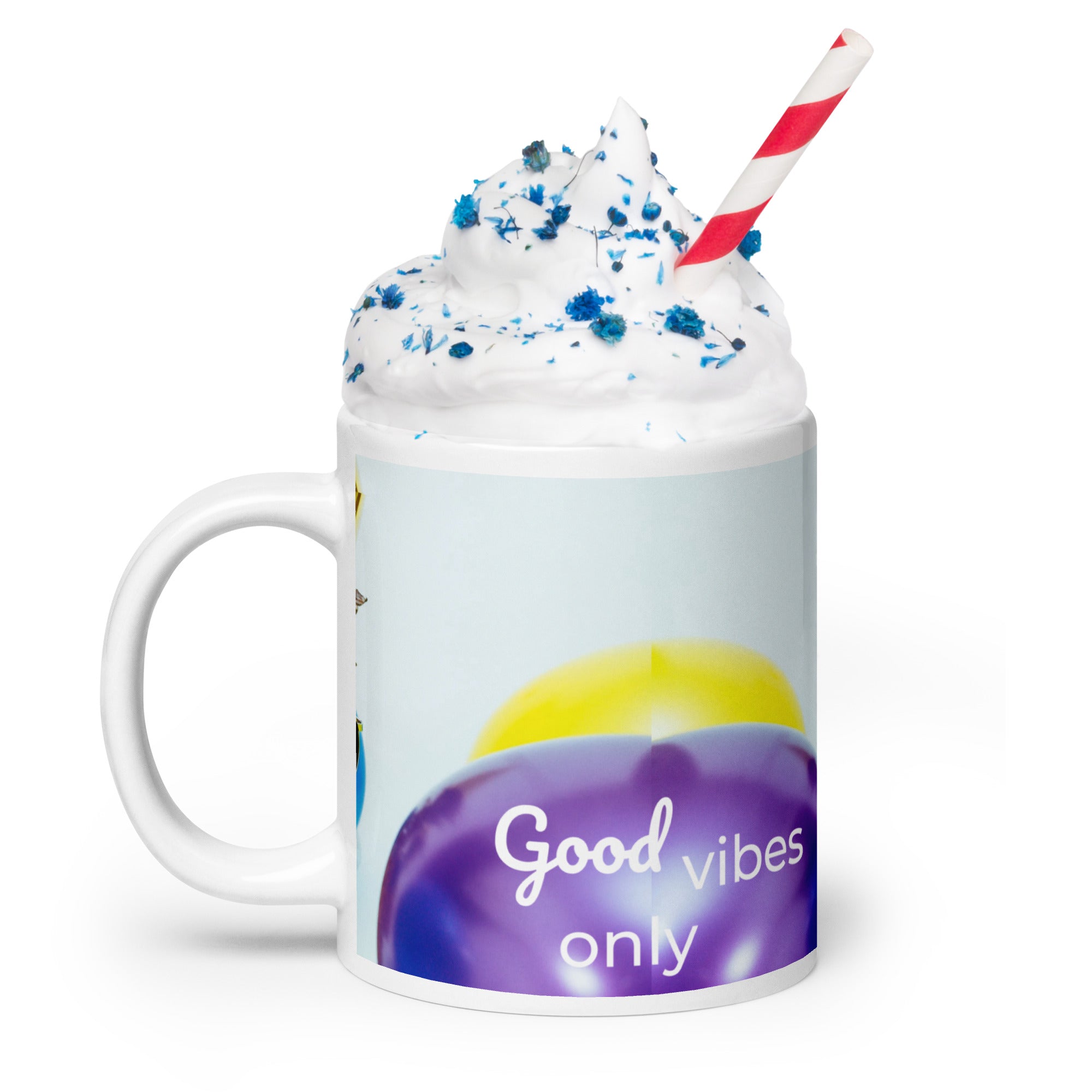371 - tsgabrielle® • Good Vibes Only • Caneca Brilhante • Preta • Cerâmica • 3 Tamanhos